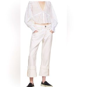 Frame Oversized Rumbled White Denim Jeans